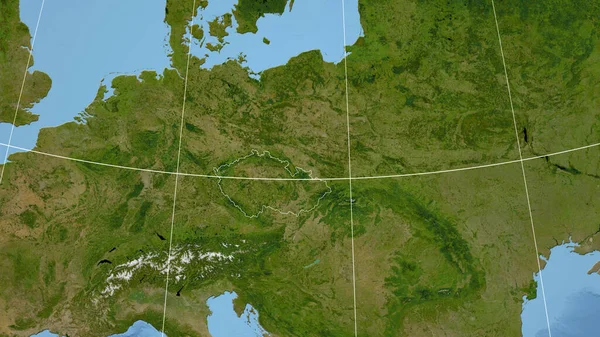 Tsjechië Buurt Verre Perspectief Met Contouren Van Het Land Satellietbeelden — Stockfoto