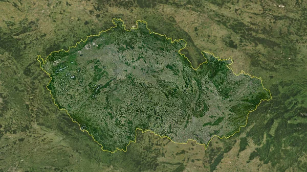 Czech Republic Outlined Obraz Satelitarny Wysokiej Rozdzielczości — Zdjęcie stockowe