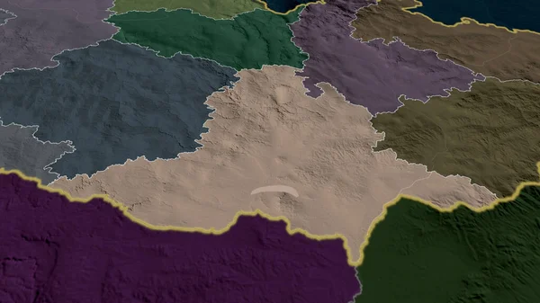 Jihomoravsky Región República Checa Zoom Destacó Mapa Coloreado Tocado División — Foto de Stock