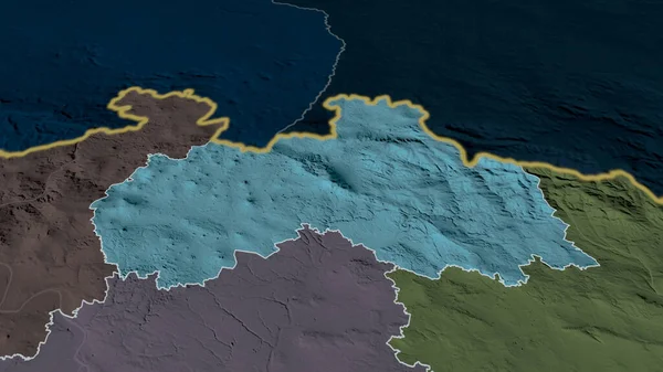 Liberecky Região República Checa Ampliou Destacou Mapa Colorido Desmoronado Divisão — Fotografia de Stock