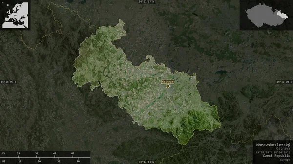 Moravskoslezsky Región República Checa Imágenes Satélite Forma Presentada Contra Área — Foto de Stock