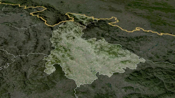 Оломоуцкий Регион Чешской Республики Увеличенный Выделенный Спутниковые Снимки Рендеринг — стоковое фото