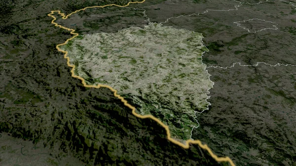 Pilzneński Region Republiki Czeskiej Powiększył Podkreślił Zdjęcia Satelitarne Renderowanie — Zdjęcie stockowe