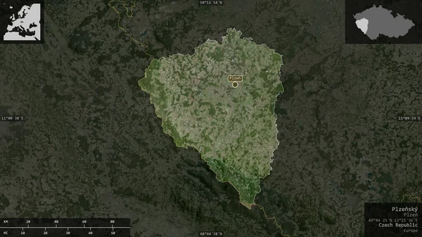 Plzeňský Kraj Česká Republika Satelitní Snímky Tvar Prezentovaný Venkově Informativními — Stock fotografie
