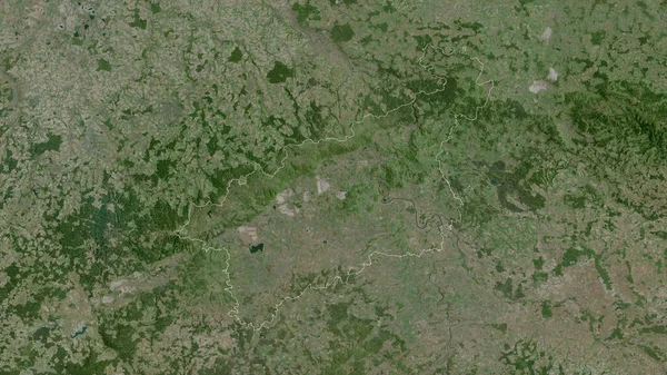 Ustecky Regionen Tjeckien Satellitbilder Form Som Skisseras Mot Dess Landområde — Stockfoto