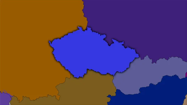 Zona República Checa Mapa Divisiones Administrativas Proyección Estereográfica Composición Cruda —  Fotos de Stock