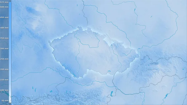 捷克共和国地区内最寒冷的地区在立体投影中的降水量 明亮轮廓的栅格层的原始成分 — 图库照片