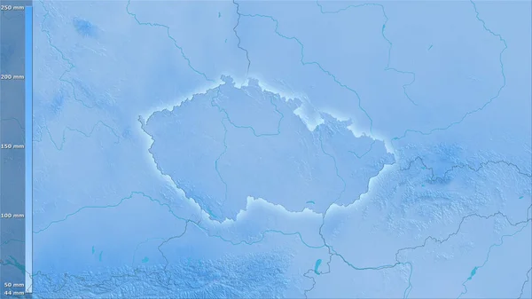 Precipitation Wettest Month Czech Republic Area Stereographic Projection Legend Raw — Stock Photo, Image