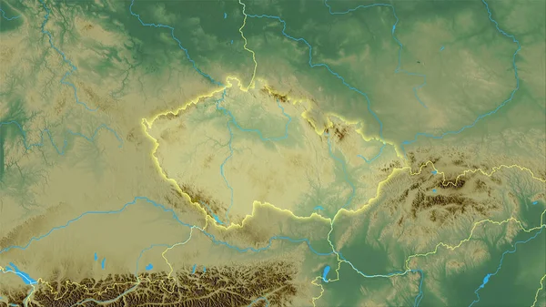 Área República Checa Mapa Topográfico Relevo Projeção Estereográfica Composição Bruta — Fotografia de Stock