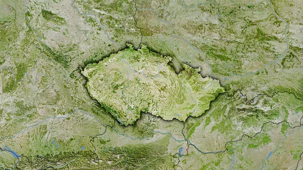 Tjeckien Område Satelliten Karta Stereografisk Projektion Sammansättning Raster Lager Med — Stockfoto