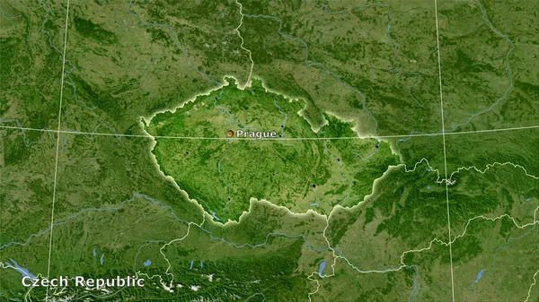 Obszar Republiki Czeskiej Mapie Satelitarnej Projekcji Stereograficznej Kompozycja Główna — Zdjęcie stockowe