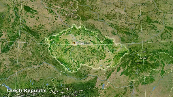 衛星C地図上のチェコ共和国領域の立体投影 主な組成 — ストック写真