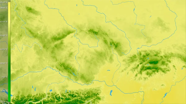 Średnia Temperatura Najcieplejszego Kwartału Terenie Czech Projekcji Stereograficznej Legendą Surowa — Zdjęcie stockowe