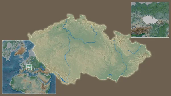 Крупный План Чехии Расположение Регионе Центре Крупномасштабной Карты Мира Цветовая — стоковое фото