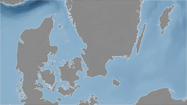 Dinamarca Primer Plano Perspectiva Del País Sin Esbozo Mapa Elevación —  Fotos de Stock