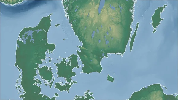 Dinamarca Perspectiva Close País Sem Esboço Mapa Topográfico Relevo — Fotografia de Stock