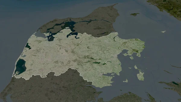 Midtjylland Regione Della Danimarca Ingrandita Evidenziata Immagini Satellitari Rendering — Foto Stock