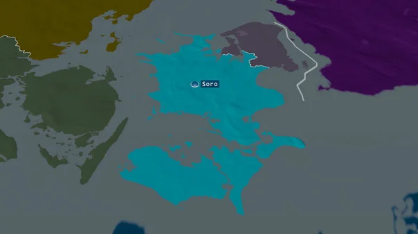 Sjclland Región Dinamarca Acercó Destacó Con Capital Mapa Coloreado Tocado — Foto de Stock