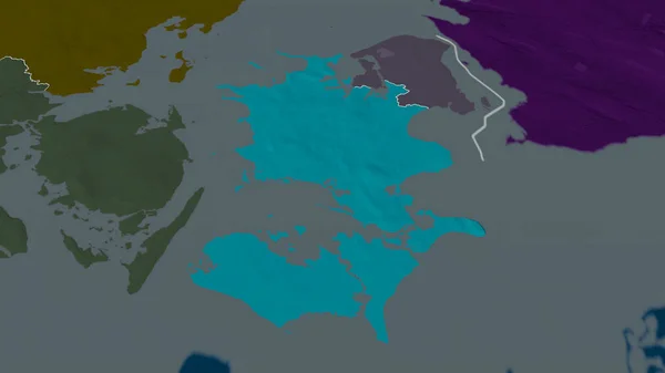 Sjclland Region Denmark Zoomed Highlighted Colored Bumped Map Administrative Division — Stock Photo, Image