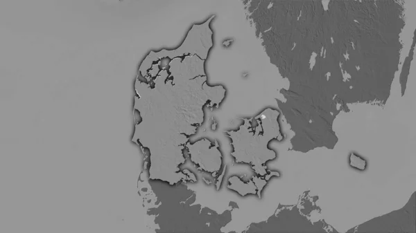 Denmark Area Bilevel Elevation Map Stereographic Projection Raw Composition Raster — Stock Photo, Image