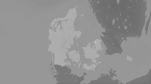 立体投影灰度高程地图上的丹麦地区 栅格层的原始成分 — 图库照片