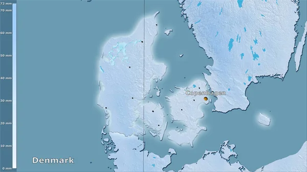 Précipitations Des Mois Les Secs Dans Zone Danemark Dans Projection — Photo