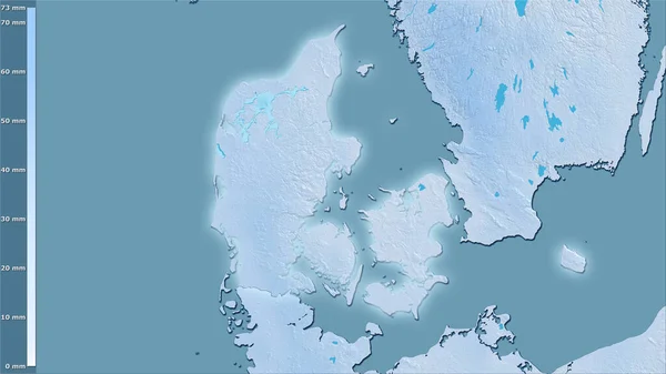 Précipitation Mois Sec Dans Zone Danemark Dans Projection Stéréographique Avec — Photo