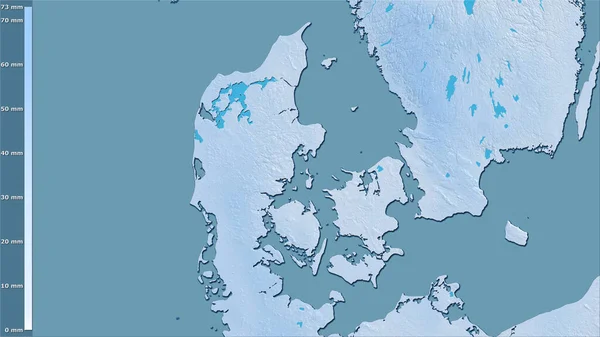 Précipitations Des Mois Les Secs Dans Zone Danemark Dans Projection — Photo