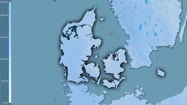 Precipitação Trimestre Mais Seco Dentro Área Dinamarca Projeção Estereográfica Com — Fotografia de Stock