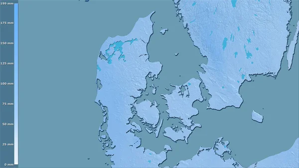 Précipitation Mois Humide Dans Zone Danemark Dans Projection Stéréographique Avec — Photo