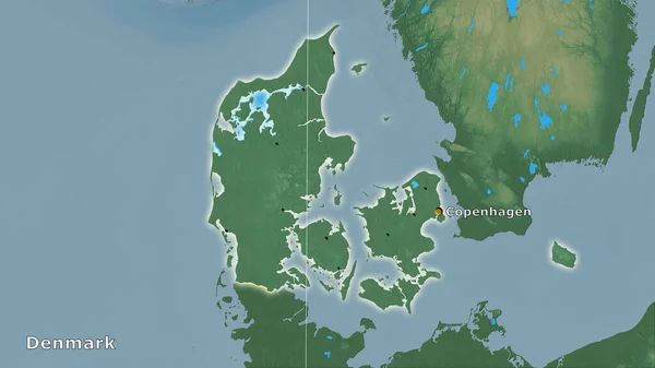 Obszar Danii Mapie Pomocy Topograficznej Projekcji Stereograficznej Kompozycja Główna — Zdjęcie stockowe