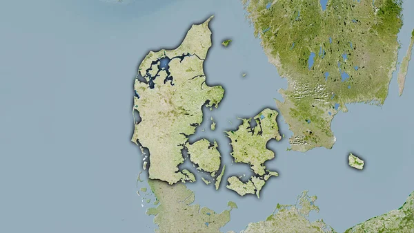 Obszar Danii Satelicie Mapa Projekcji Stereograficznej Surowa Kompozycja Warstw Rastrowych — Zdjęcie stockowe