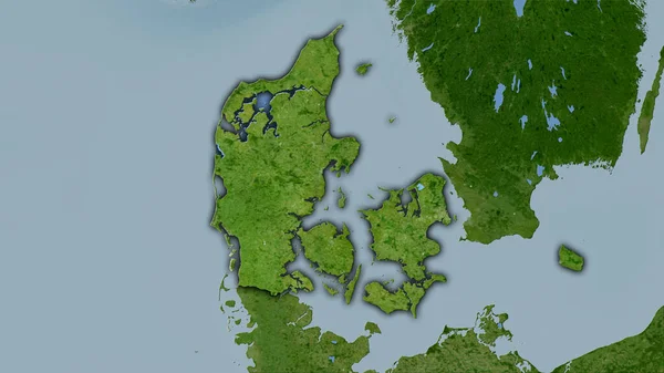 Danimarca Area Sulla Mappa Satellitare Nella Proiezione Stereografica Composizione Grezza — Foto Stock