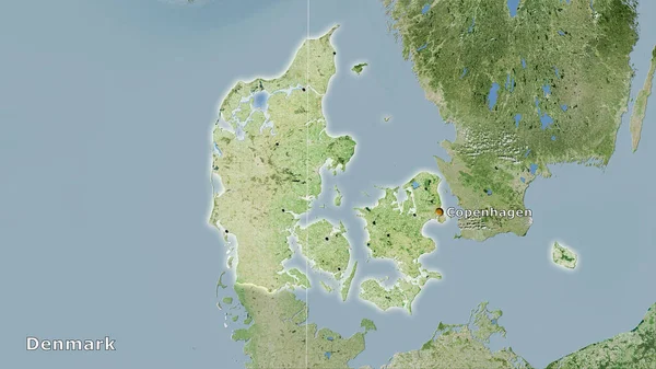 Dänemark Gebiet Auf Der Satelliten Karte Der Stereographischen Projektion Hauptkomposition — Stockfoto