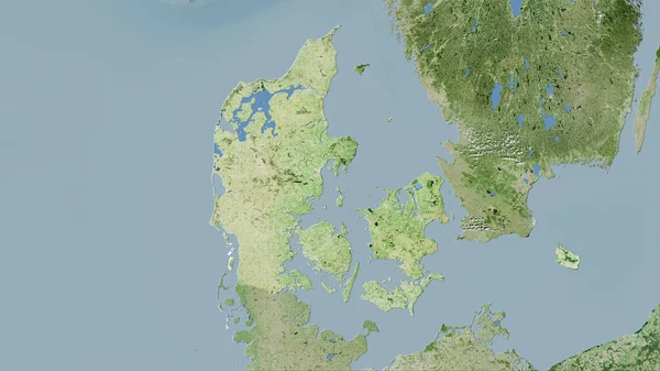 Dänemark Gebiet Auf Der Satelliten Karte Der Stereographischen Projektion Rohzusammensetzung — Stockfoto