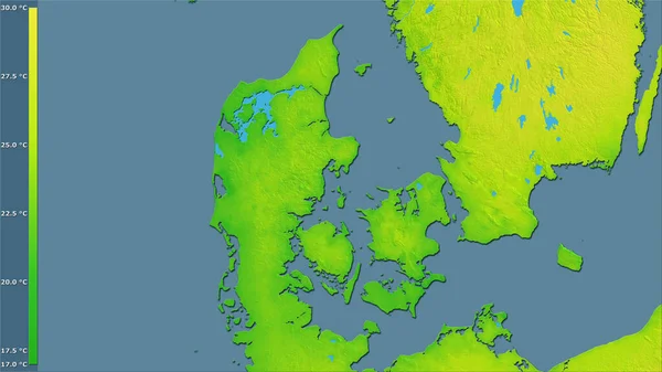 Среднегодовое Изменение Температуры Пределах Дании Стереографической Проекции Легендой Сырой Состав — стоковое фото