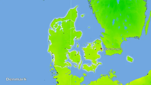 Dinamarca Área Mapa Anual Temperatura Projeção Estereográfica Composição Principal — Fotografia de Stock