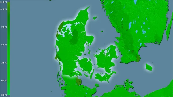 Durchschnittstemperatur Des Wärmsten Viertels Innerhalb Des Dänischen Raums Der Stereographischen — Stockfoto