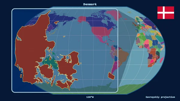 Vista Ampliada Del Esquema Dinamarca Con Líneas Perspectiva Contra Mapa —  Fotos de Stock