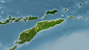 Stereografik projeksiyondaki B uydusunun doğu Timor bölgesi - ışık saçan ana hatlı raster tabakalarının ham bileşimi