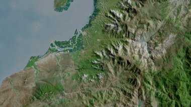 El Oro, Ekvador vilayeti. Uydu görüntüleri. Ülke alanına göre şekillendirilmiş. 3B görüntüleme