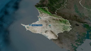 Santa Elena - Ekvador vilayeti sermaye ile yakınlaştırıldı ve vurgulandı. Uydu görüntüleri. 3B görüntüleme
