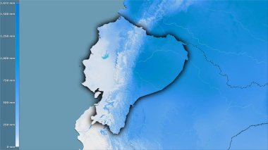 Efsanevi stereografik projeksiyondaki Ekvador bölgesinin en soğuk çeyreğinin yağışı - koyu parlak çizgili raster tabakalarının ham bileşimi