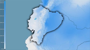 Efsanevi stereografik projeksiyondaki Ekvador bölgesindeki en kuru ayın yağışı - koyu parlak dış hatlı raster tabakalarının ham bileşimi