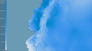 Efsanevi stereografik projeksiyondaki Ekvador bölgesindeki en sıcak çeyrekliğin yağışı - raster tabakalarının ham bileşimi
