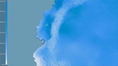 Efsanevi stereografik projeksiyondaki Ekvador bölgesindeki en nemli ayın yağışı - raster tabakalarının ham bileşimi
