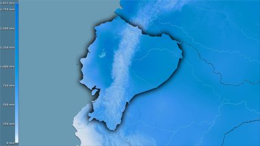 Efsanevi stereografik projeksiyondaki Ekvador bölgesindeki en nemli çeyrekliğin yağışı - koyu parlak çizgili raster tabakalarının ham bileşimi