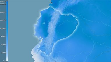 Efsanevi stereografik projeksiyondaki Ekvador bölgesindeki en nemli çeyrekliğin yağışı - ışığın parladığı ana hatlı raster tabakalarının ham bileşimi