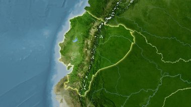 Stereografik projeksiyondaki B uydusunun ekvador alanı - ışık saçan ana hatlı raster tabakalarının ham bileşimi