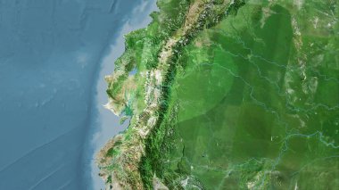 Uydu D haritasında stereografik projeksiyondaki Ekvador alanı - raster katmanlarının ham bileşimi